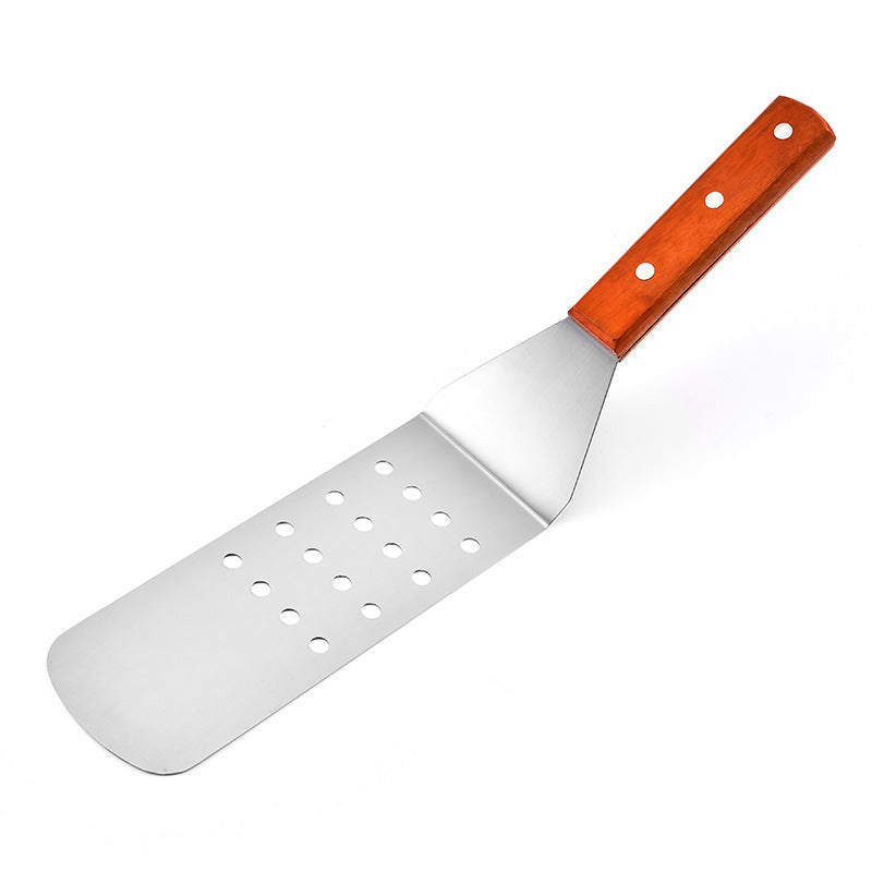 Meetue Premium Stainless Steel Kitchen Spatula with Natural Wood Handle - Heavy Duty Food-Grade Metal Turner for Flipping, Grilling, and Baking (Solid, Slotted, & Set Options Available)