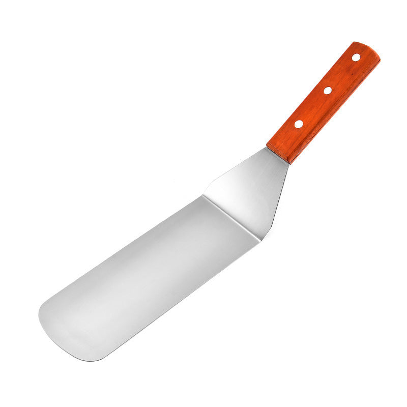 Meetue Premium Stainless Steel Kitchen Spatula with Natural Wood Handle - Heavy Duty Food-Grade Metal Turner for Flipping, Grilling, and Baking (Solid, Slotted, & Set Options Available)