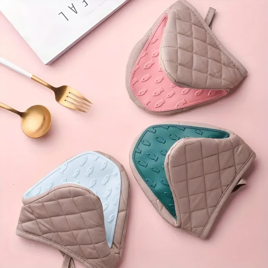 Meetue Heat-Resistant Silicone Quilted Oven Mitt - Non-Slip Textured Grip with  Cotton Lining for Baking & Cooking (Single Pack)
