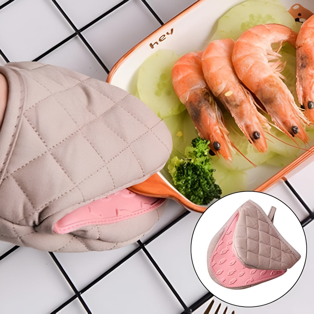 Meetue Heat-Resistant Silicone Quilted Oven Mitt - Non-Slip Textured Grip with  Cotton Lining for Baking & Cooking (Single Pack)