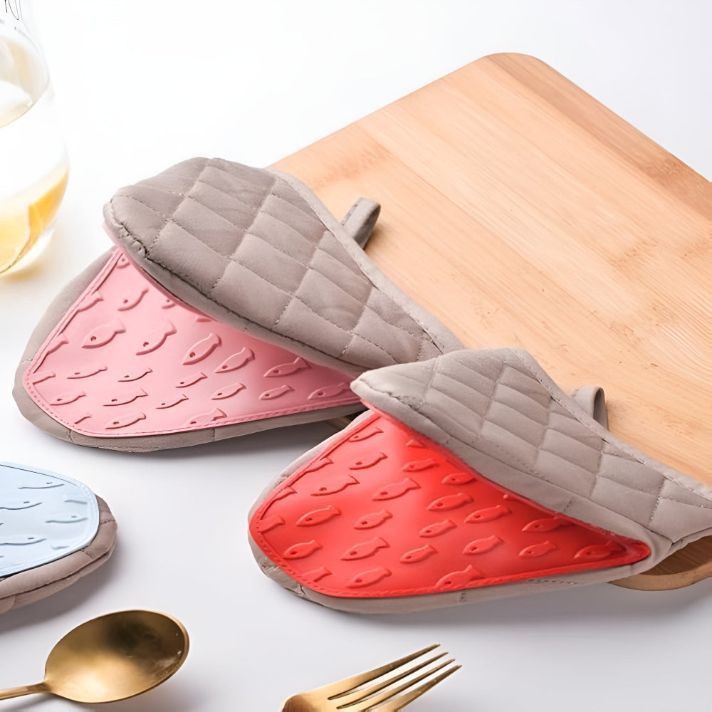 Meetue Heat-Resistant Silicone Quilted Oven Mitt - Non-Slip Textured Grip with  Cotton Lining for Baking & Cooking (Single Pack)